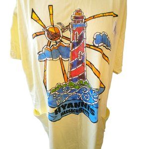 Hyannis Mass Beach Coverup Shirt Stained Glass Lighthouse Yellow Woman's DH473